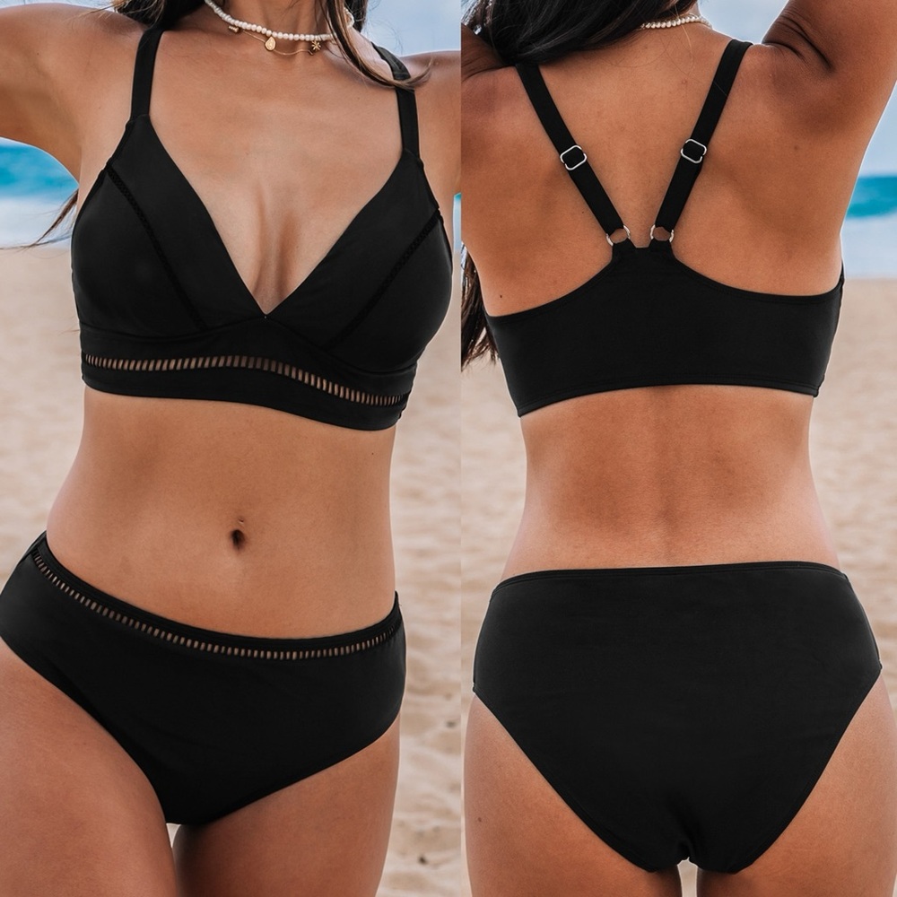 Cupshe Black Classic Triangle Bikini Set